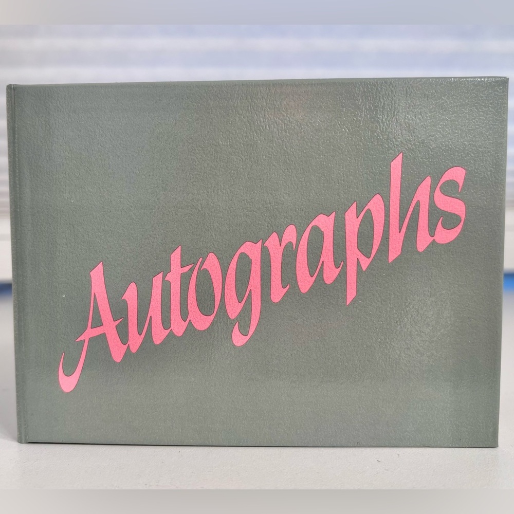 Vintage Carlton Cards Gray and Pink Autograph Book made in Hong Kong